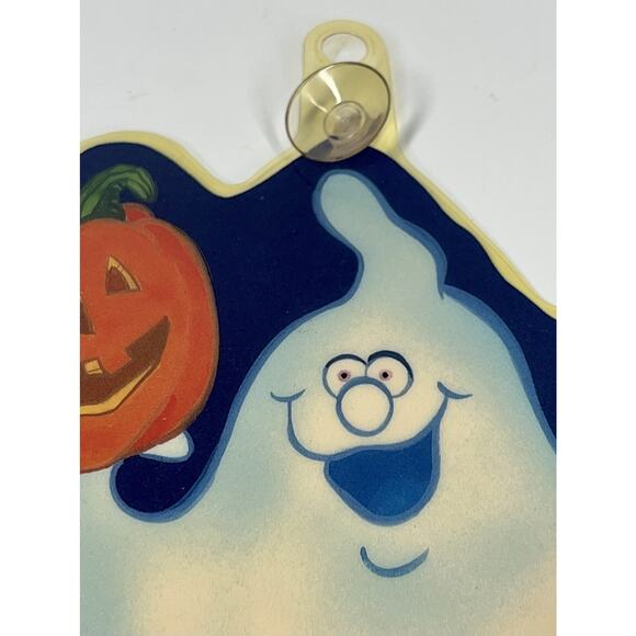 Vintage Halloween Window Decor Suncatcher Ghost Pumpkin BOO Plastic - Picture 2 of 3